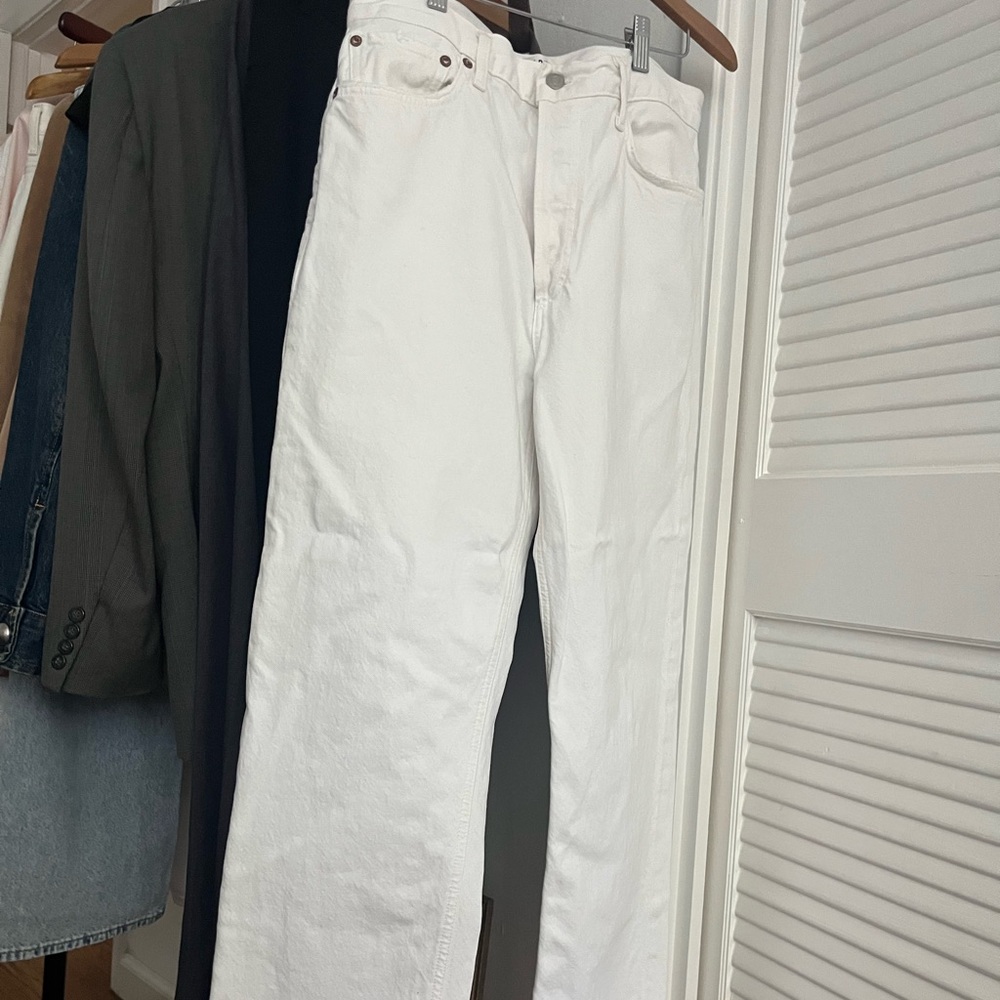 AGOLDE Jeans: ivory/white denim jeans